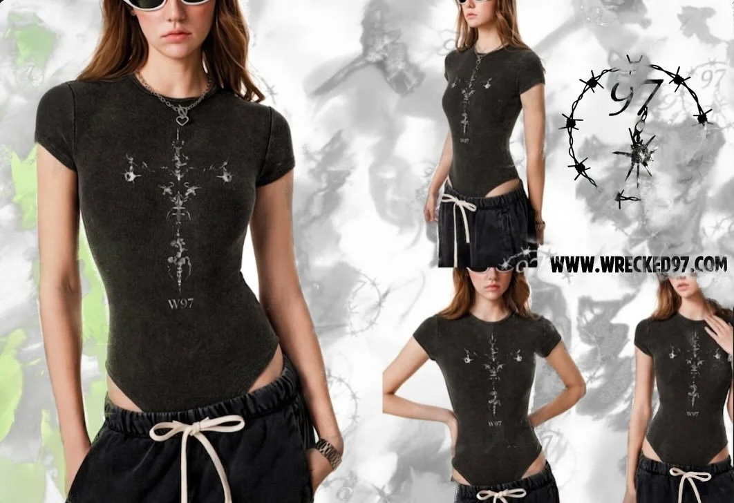 Mineral Wash Crewneck Bodysuit
Washed Boxy Studded T-Shirt
AVAILABLE NOW
WWW.WRECKED97.COM
