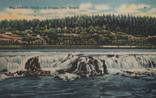 PC098  Willamette Falls at Oregon City, Oregon  Postmarked Aug. 3, 1946  Angelus Commerical Studio, Portland, Oregon  75494  Tichnor Quality Views  Tichnor Bors. Inc, Boston, Mass.