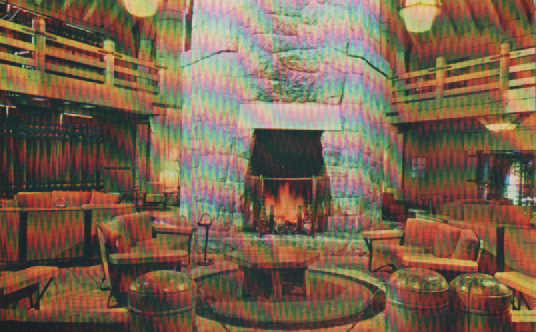 PC091  C763-Lobby, Timberline Lodge, Oregon  Color Card Kodachrome Reproduction by Mike Roberts Studios, Berkeley 2, California  Color transparency by Ray Foster