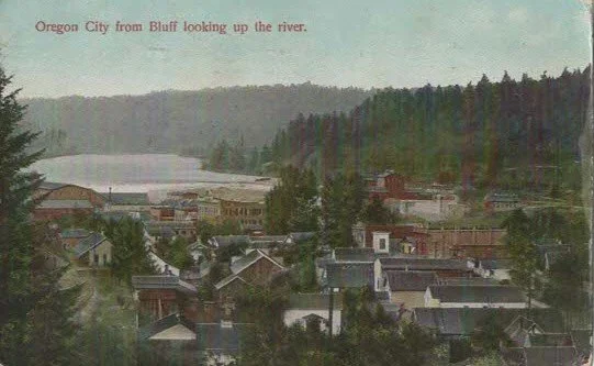 Includes a 1909 stamp - Looking South from the Oregon City bluff (PC007)