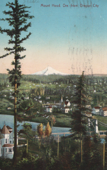 PC045 Mount Hood, Ore. from Oregon City.  View is from Willamette across Willamette River.  