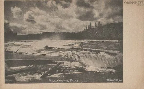 PC099 Willamette Falls  Huntley Bros. Co., Oregon City, Oregon  C. G. Huntley and his brother William operated a pharmacy and bookstore on Main Street where they apparently offered a series of postcards.  The C.G. Huntley house of the Queen Anne Vict