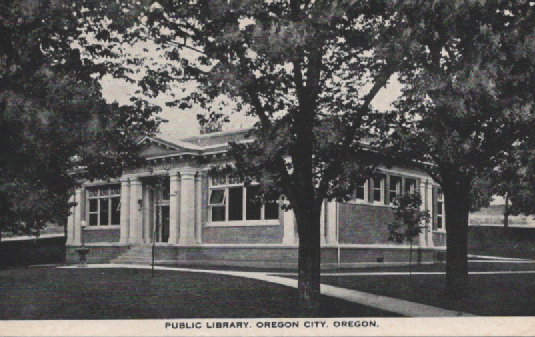 PC022  Public Library, Oregon CIty, Oregon  606 John Adams St.  located in Carnegie Park.  Completed 1913, renovated 2015, on the National Register of Historic Places (2014).  Andrew Carnegie (1835-1919) led the expansion of the American steel indust