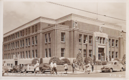 PC088  Clackamas County Court House Ofre. City Ore.  P138PVA Smith's Scenic Views Tacoma, Washington  1936 Courthouse is slated for demolition in 2026.