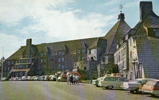PC-058  Timberline Lodge Mount Hood Oregon  K-1873 Photograph by Morton Luman  1950s automobiles