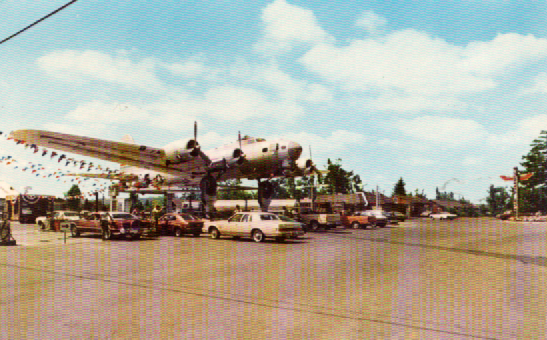 PC052 "Lacey Lady" at Milwaukee, OR.  Gas station and restaurant, Art Lacey former owner.  Plane is currently at McNary Field, Salem, OR and under restoration by B-17 Alliance Foundation, go to  https://b17alliance.com/history