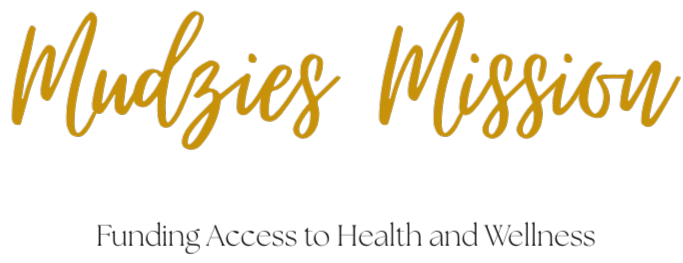 Gold Mudzies Mission logo with tagline underneath funding access to health and wellness