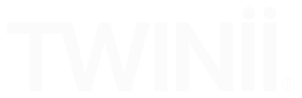 Logo with the word "TWIN" in bold white letters on a black background.