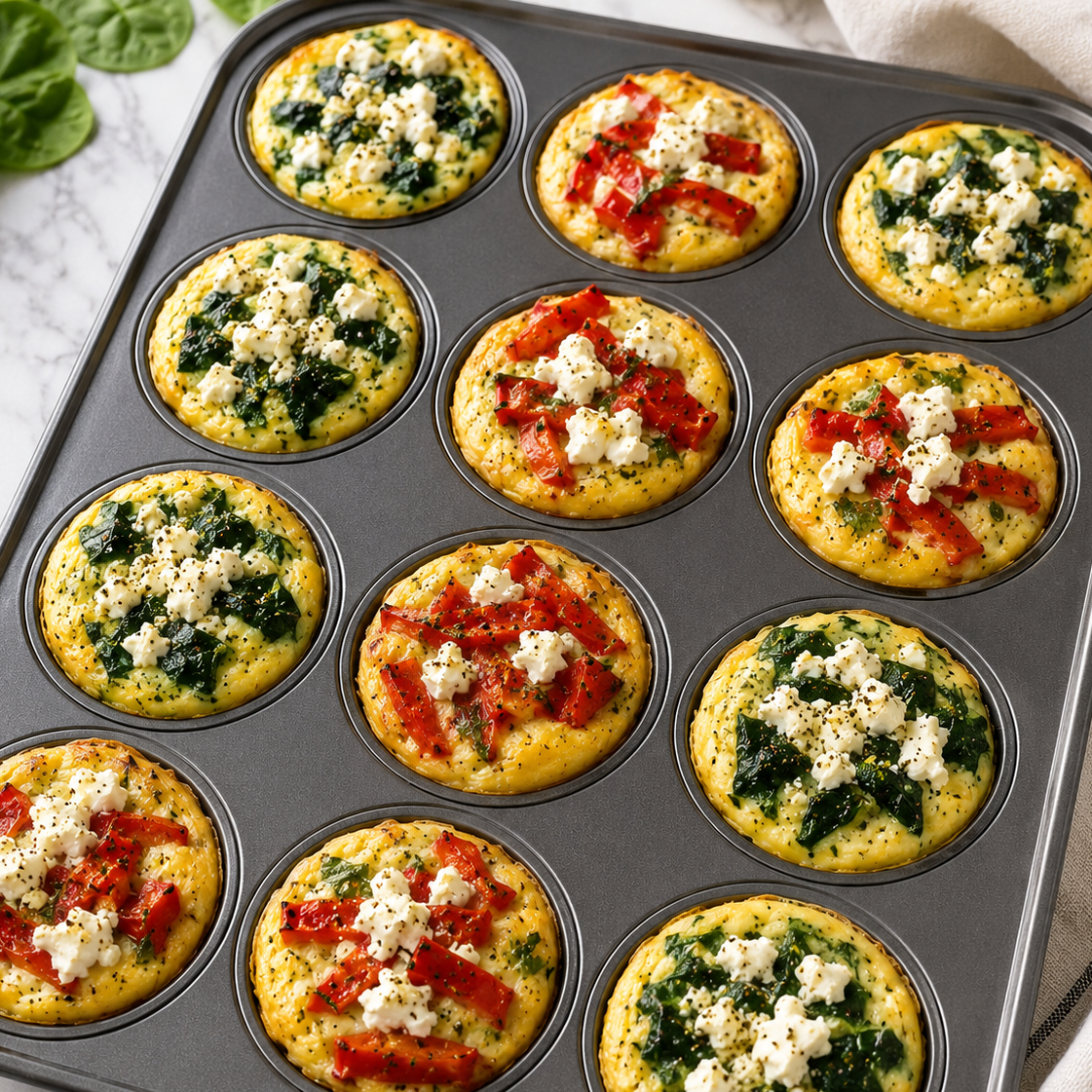Muffins aux œufs et fromage cottage