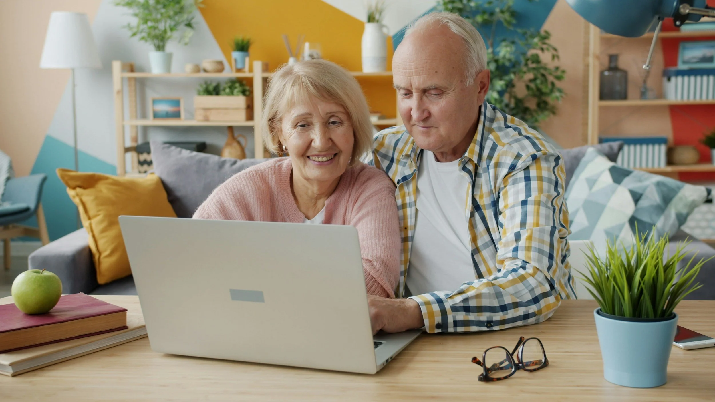 older couple at laptop