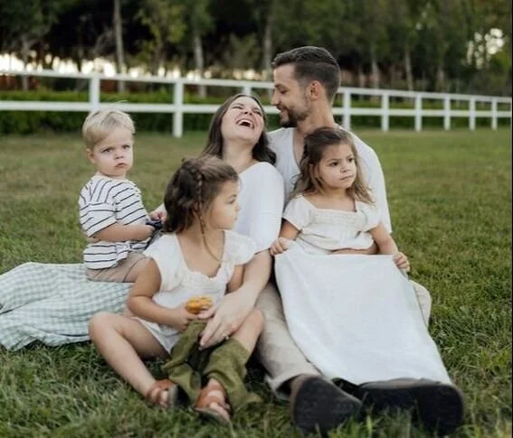 happy family in the grass