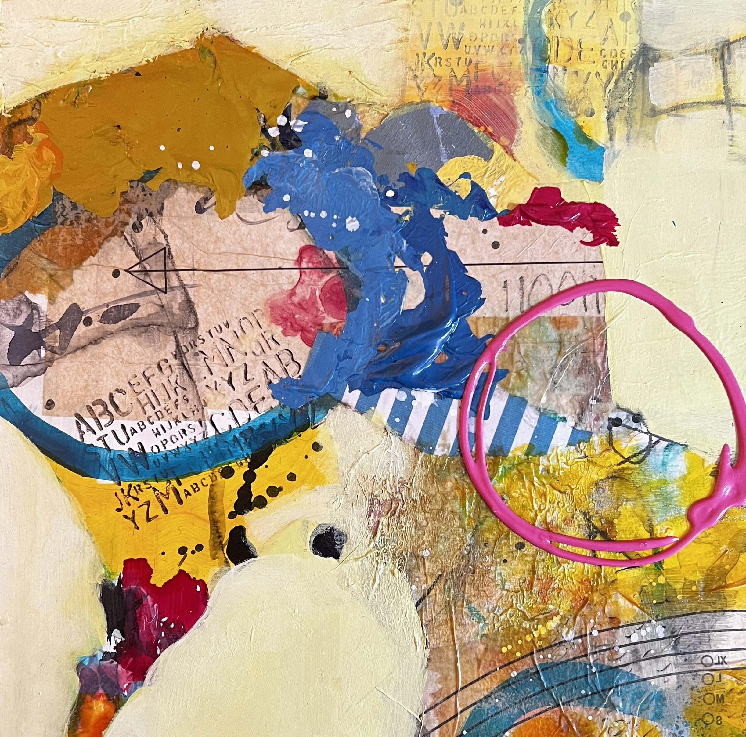 The Beginning of Yes
Acrylic, acrylic skins, collage, graphite, charcoal, and mixed media on canvas
10 x 10 inches

The Beginning of Yes celebrates the moment of openness that precedes transformation—the instant when possibility is welcomed and a new