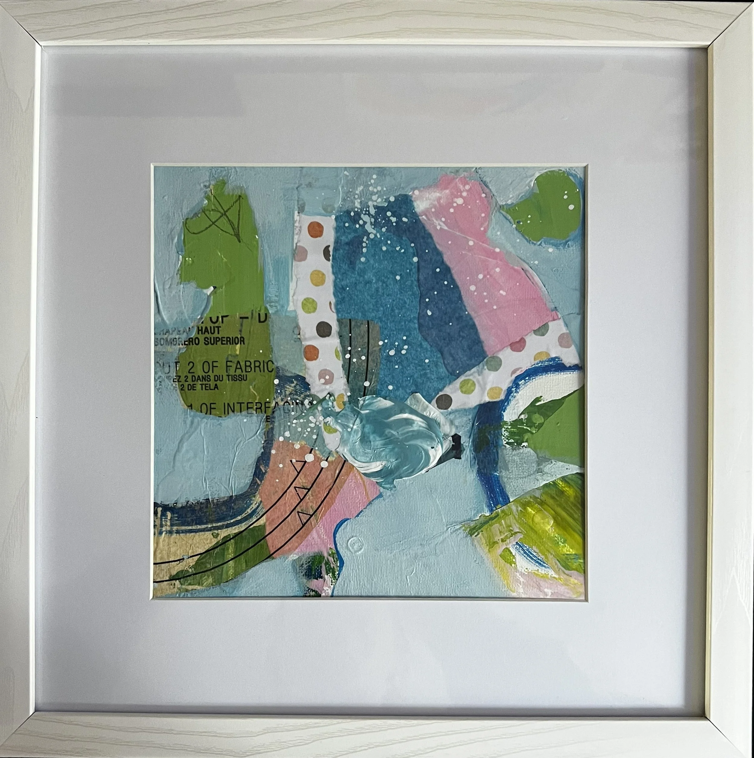 Ride the Wave

Acrylic, acrylic skins, collage, and mixed media on paper
8 x 8 inches (framed)

Ride the Wave is a reflection on trust—the practice of moving with life's currents rather than resisting them. Created through an intuitive process of lay