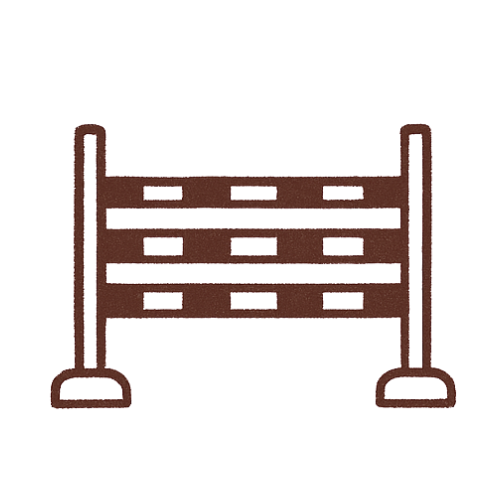 Illustration of a construction barrier with orange and black stripes.