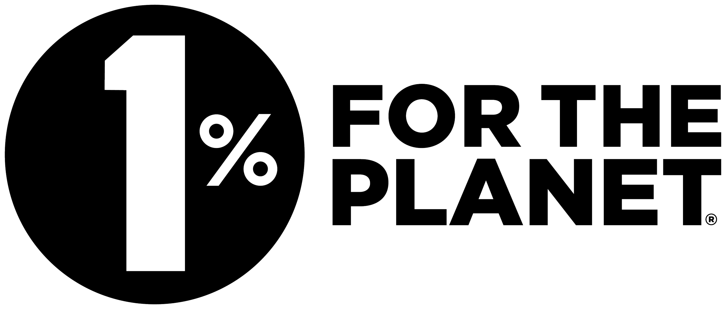 Logo of 'Forthe Planet' with a large number '1%' inside a circle, and the text 'For the Planet' to the right.