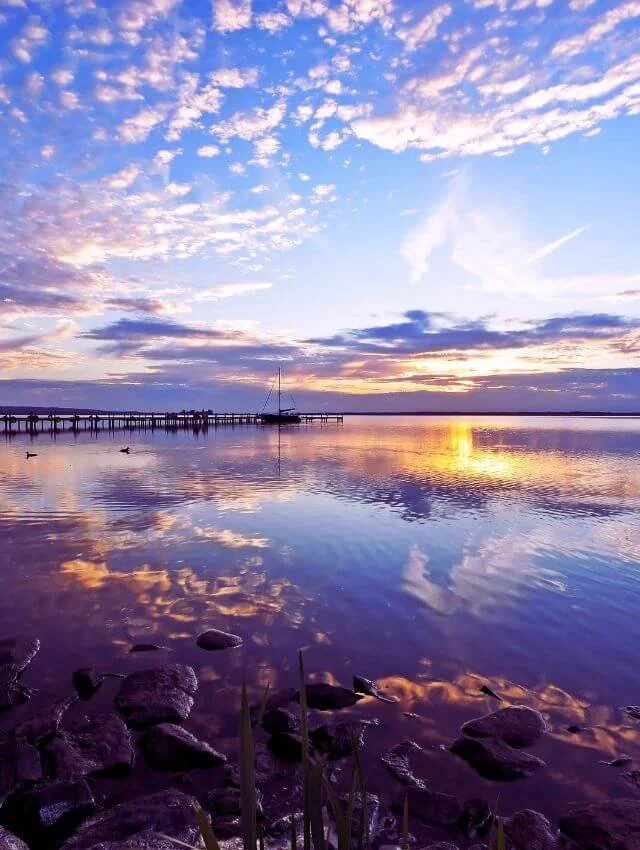 Pier im Steinhuder Meer bei Sonnenaufgang Mardorf