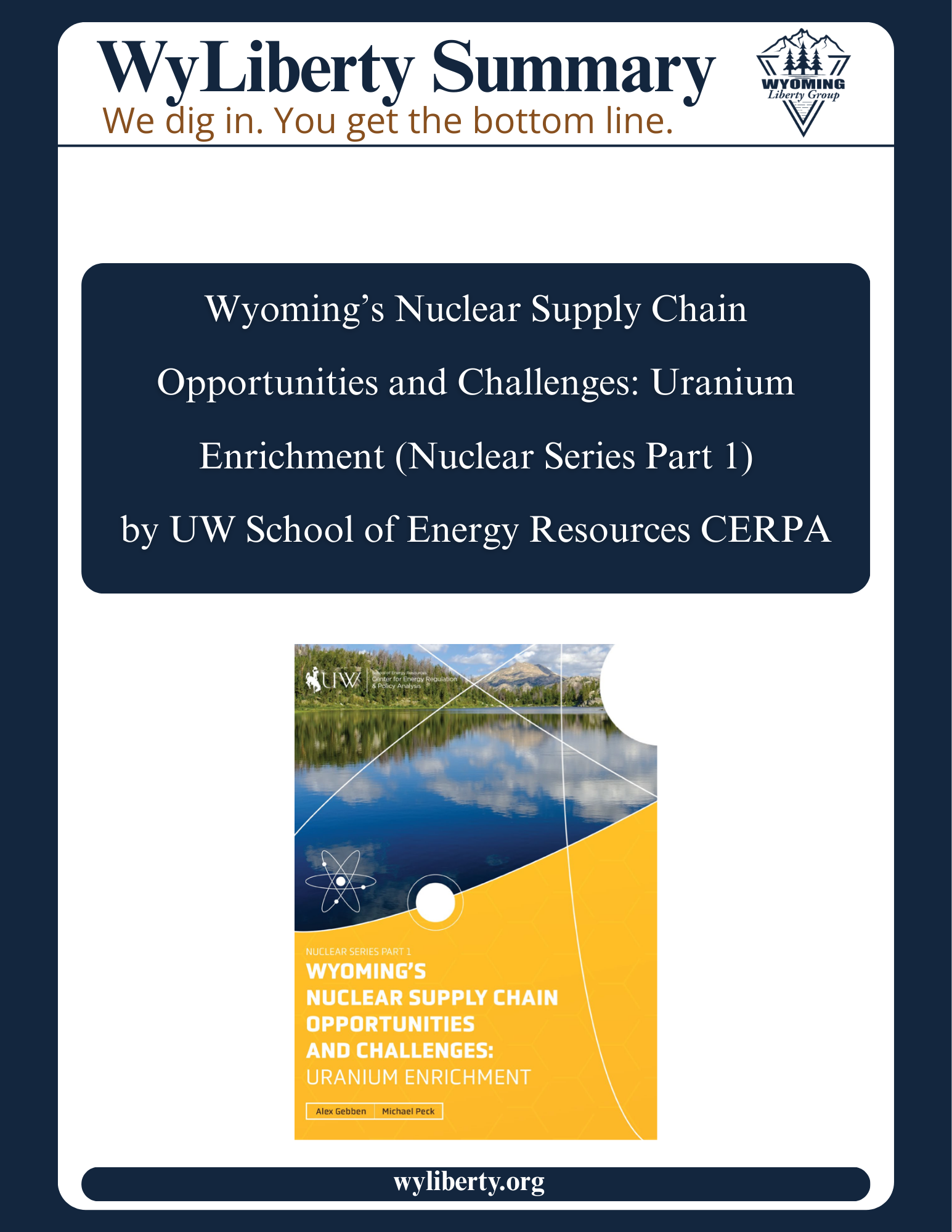 WyLib Summary: Wyoming’s Nuclear Supply Chain Opportunities And Challenges: Uranium Enrichment (Nuclear Series Part 1) - Friday, 12 December 2025