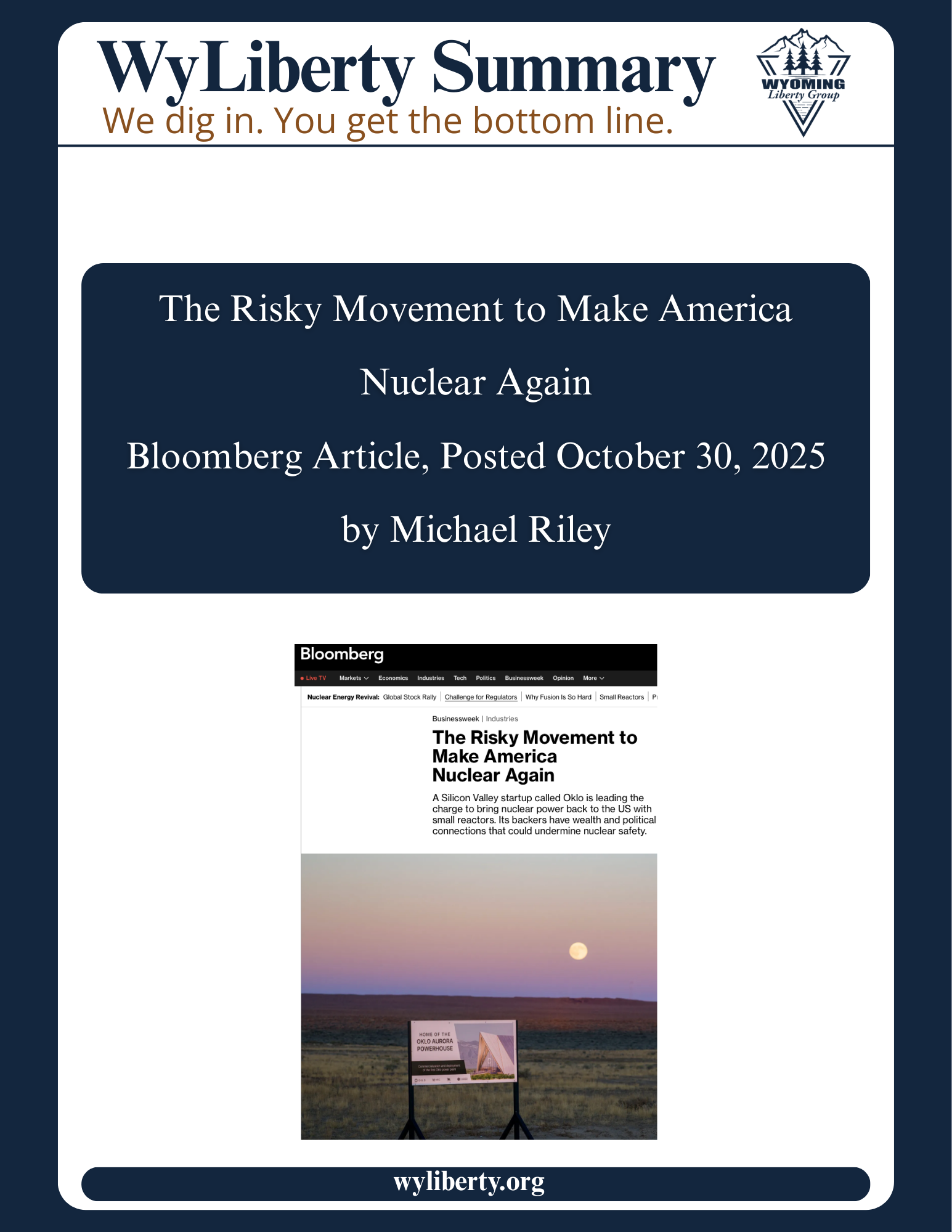 WyLib Summary: The Risky Movement to Make America Nuclear Again - Friday, 12 December 2025