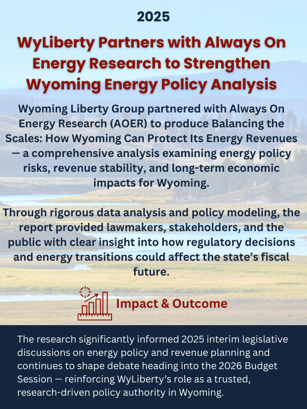 WyLiberty Partners With Always On Energy Research to Strengthen Wyoming Energy Policy Analysis