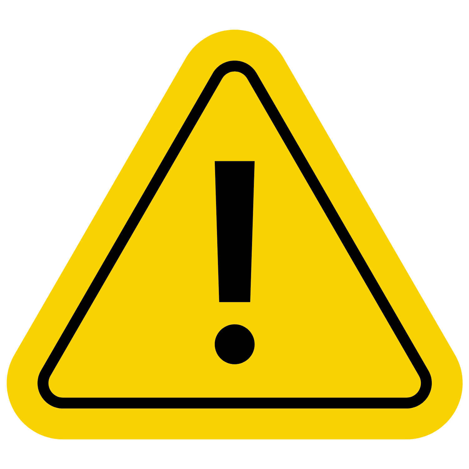 Yellow triangular warning sign with a black border and black exclamation mark in the center.