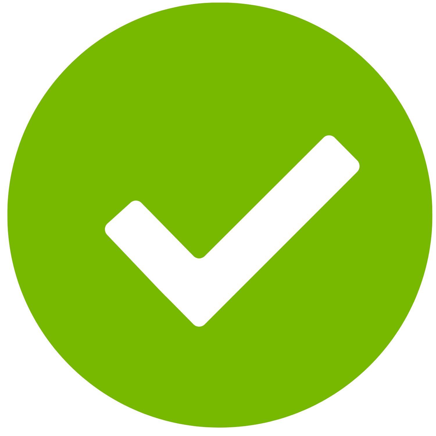 Green circle with a black checkmark in the center.