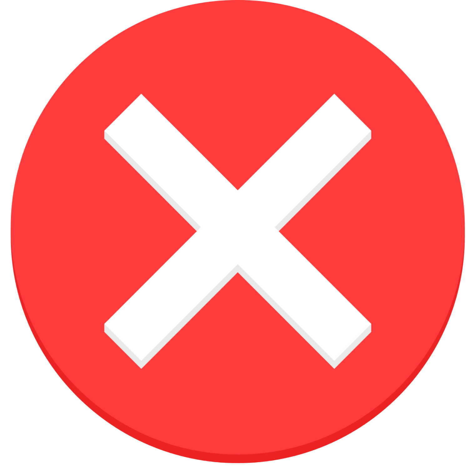 Red circle with a white 'X' in the center.