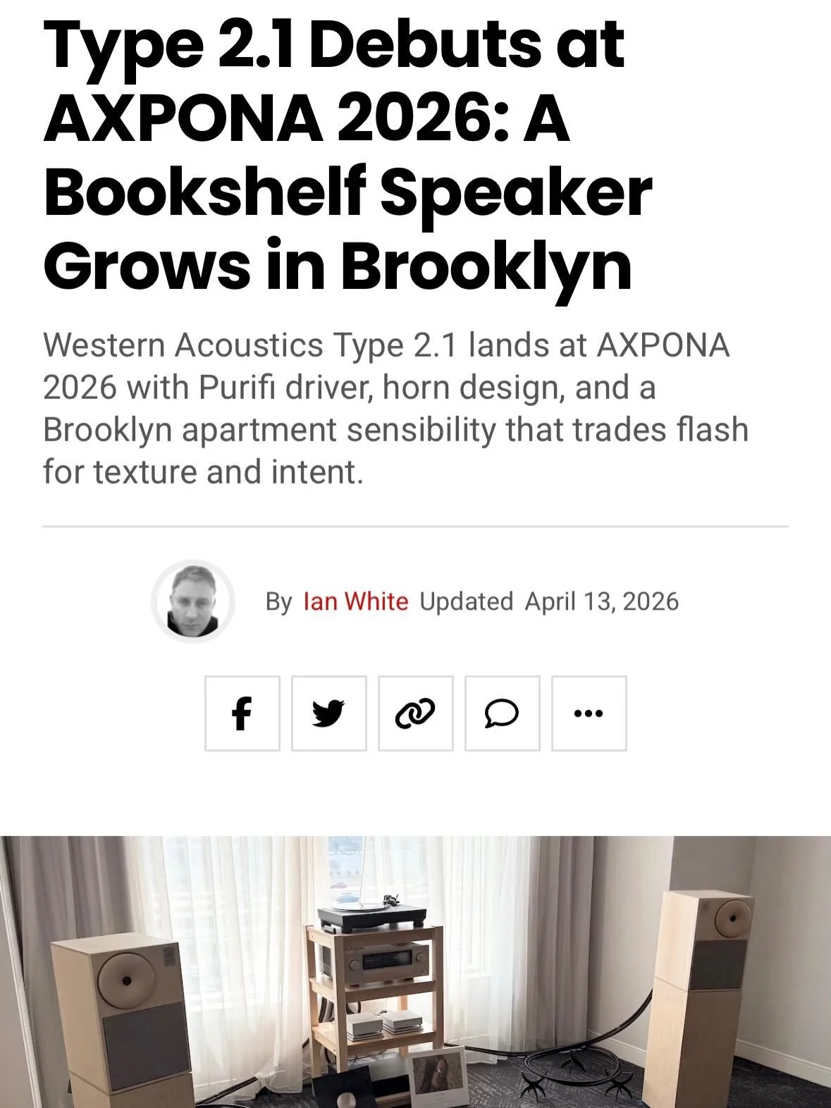Axpona press recap. 
We are so grateful for the amount of amazing feedback we&rsquo;ve gotten from Axpona and Milan design week. If you would like to read more links are in highlights! Thank you to @ecoustics @steve.guttenberg @thedannypops + @twitte