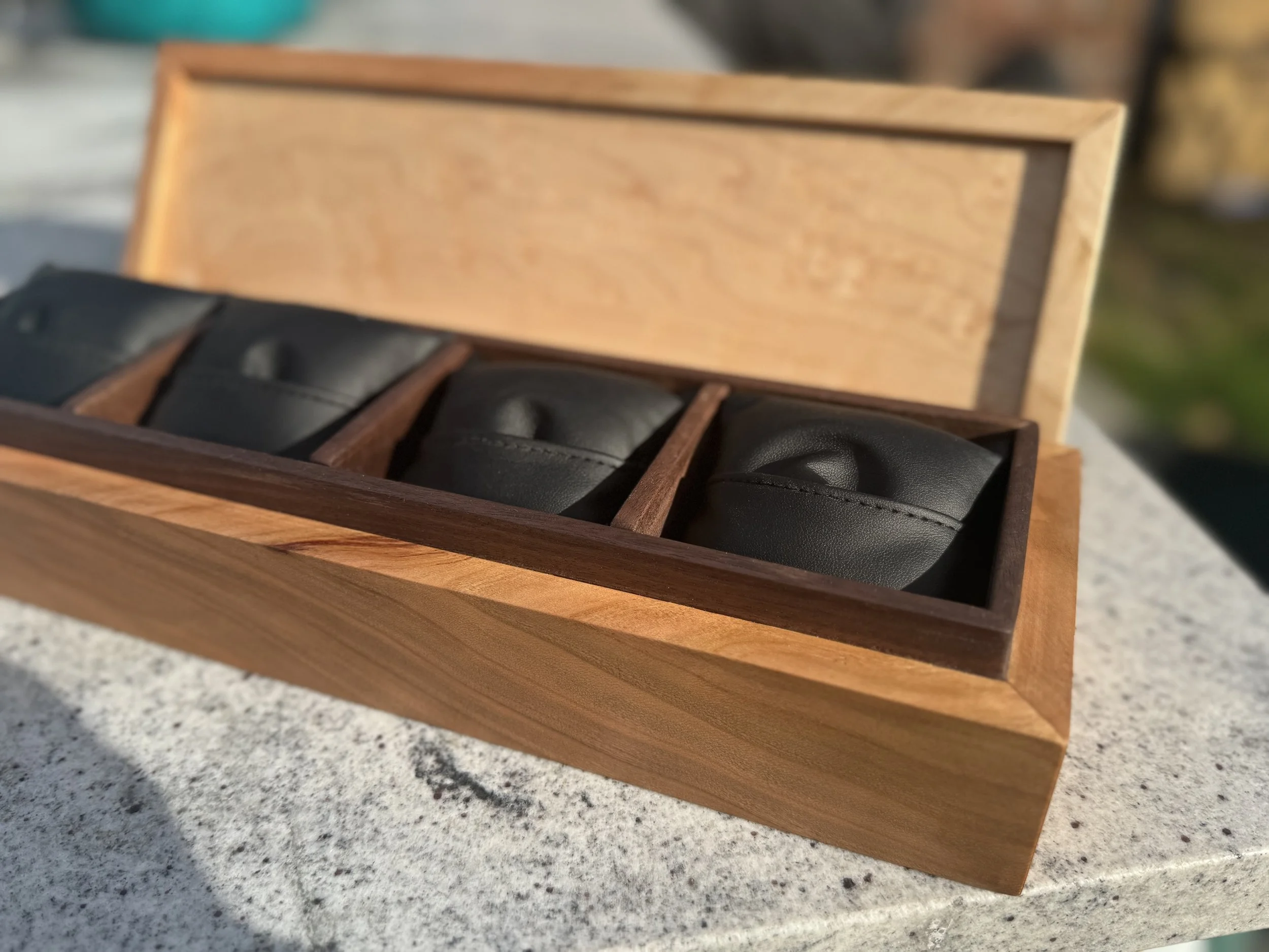 Handcrafted Cherry, Walnut & Birdseye Maple Watch Box (4-Slot)