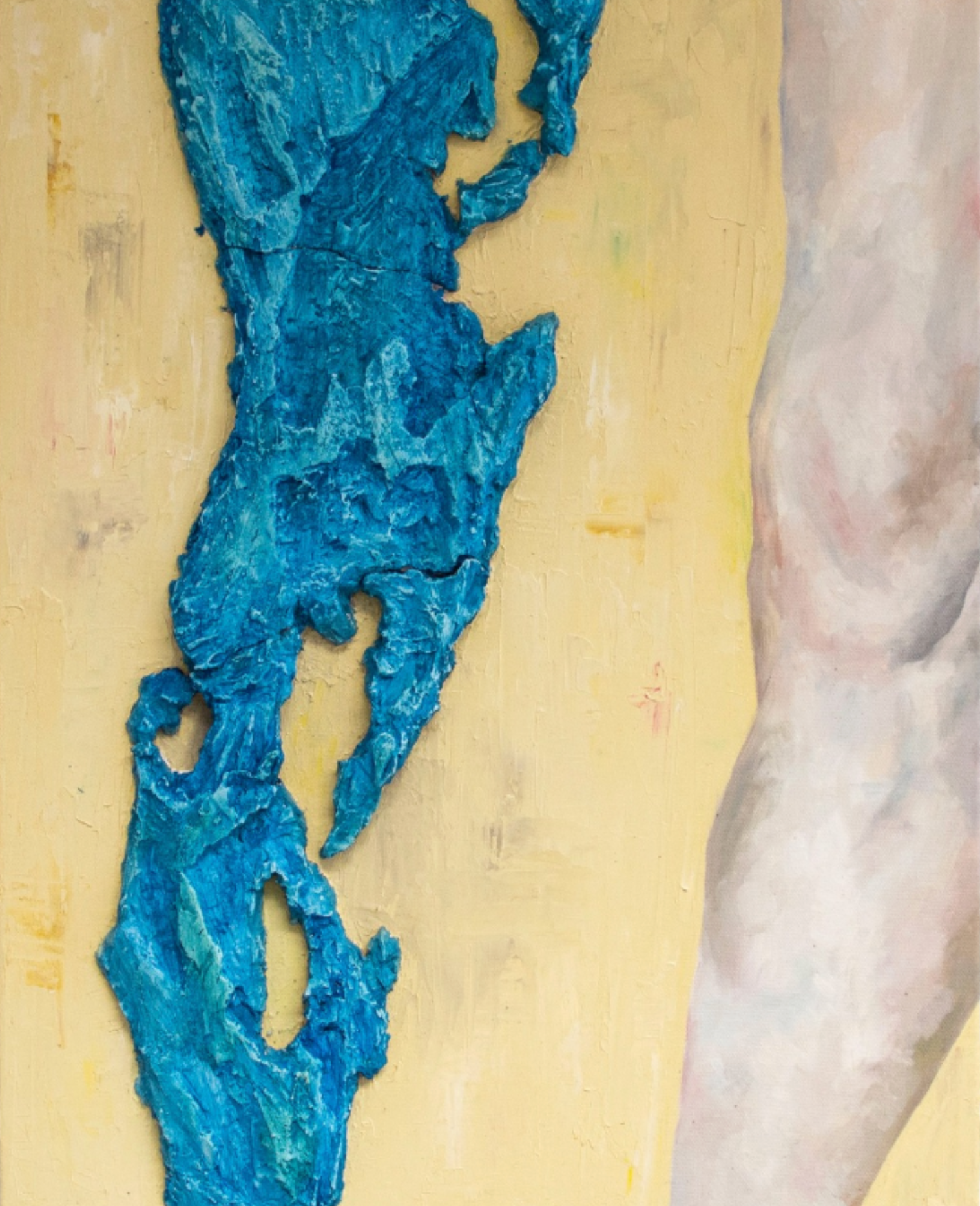 Eroding Return, 2026, oil on canvas, plaster, 40x50 cm 
