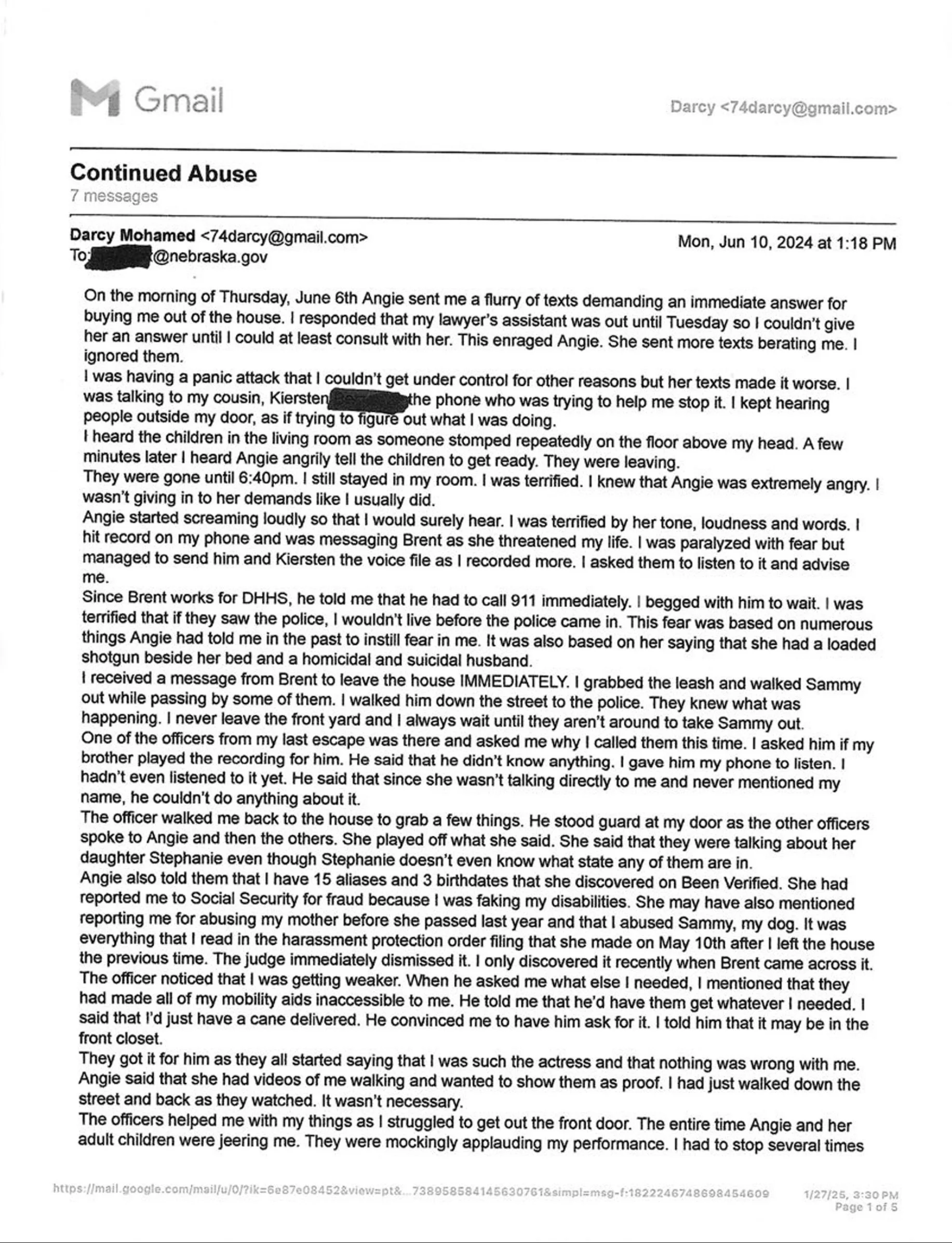 June 10, 2024 Email and June 14, 2024 APS Response - Page 1