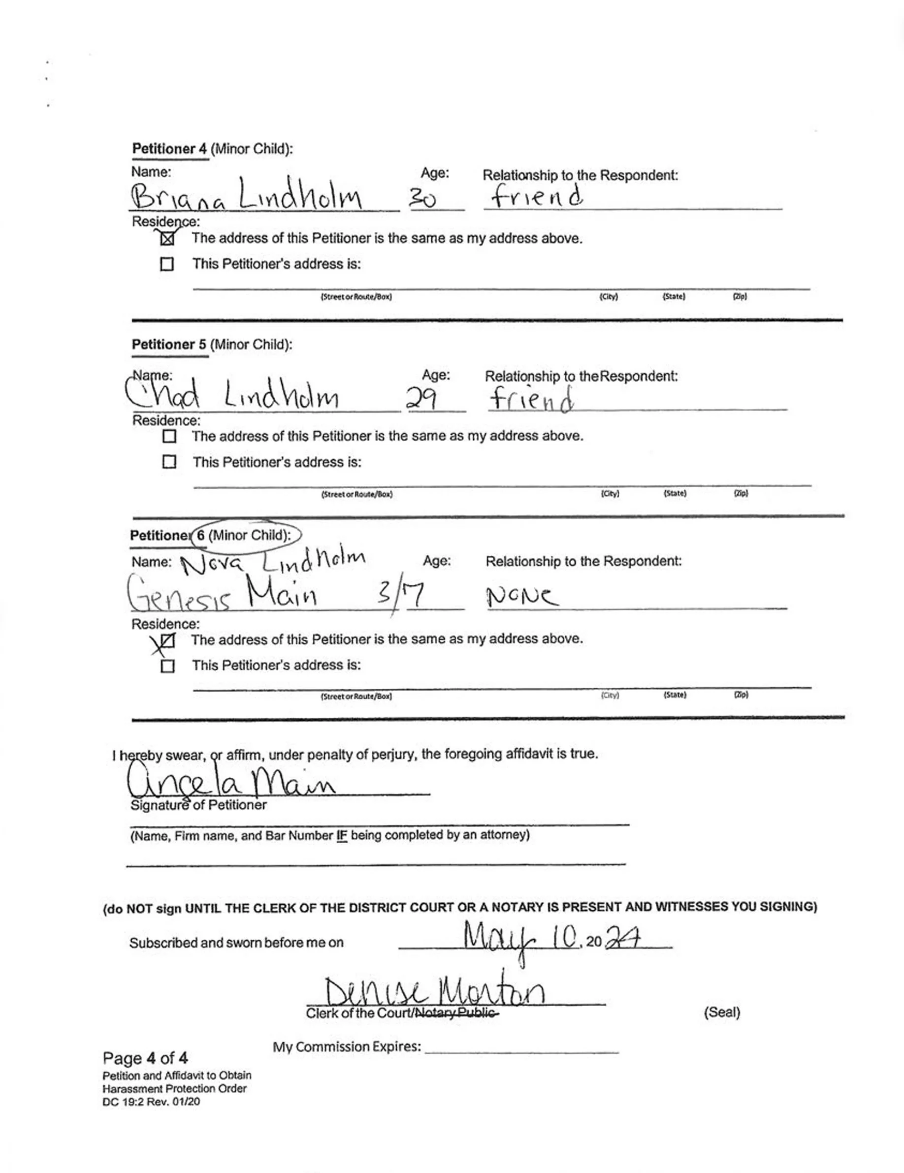 Harassment Protection Order - Page 4