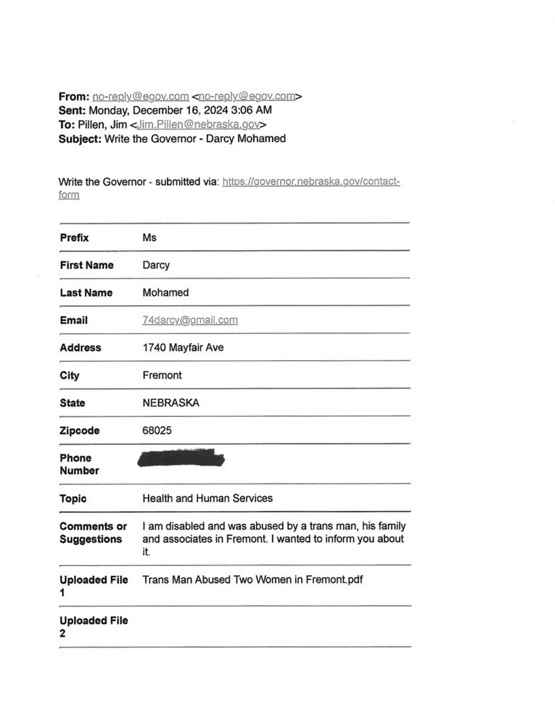 Email to Nebraska Governor Jim Pillen and Response - Page 5