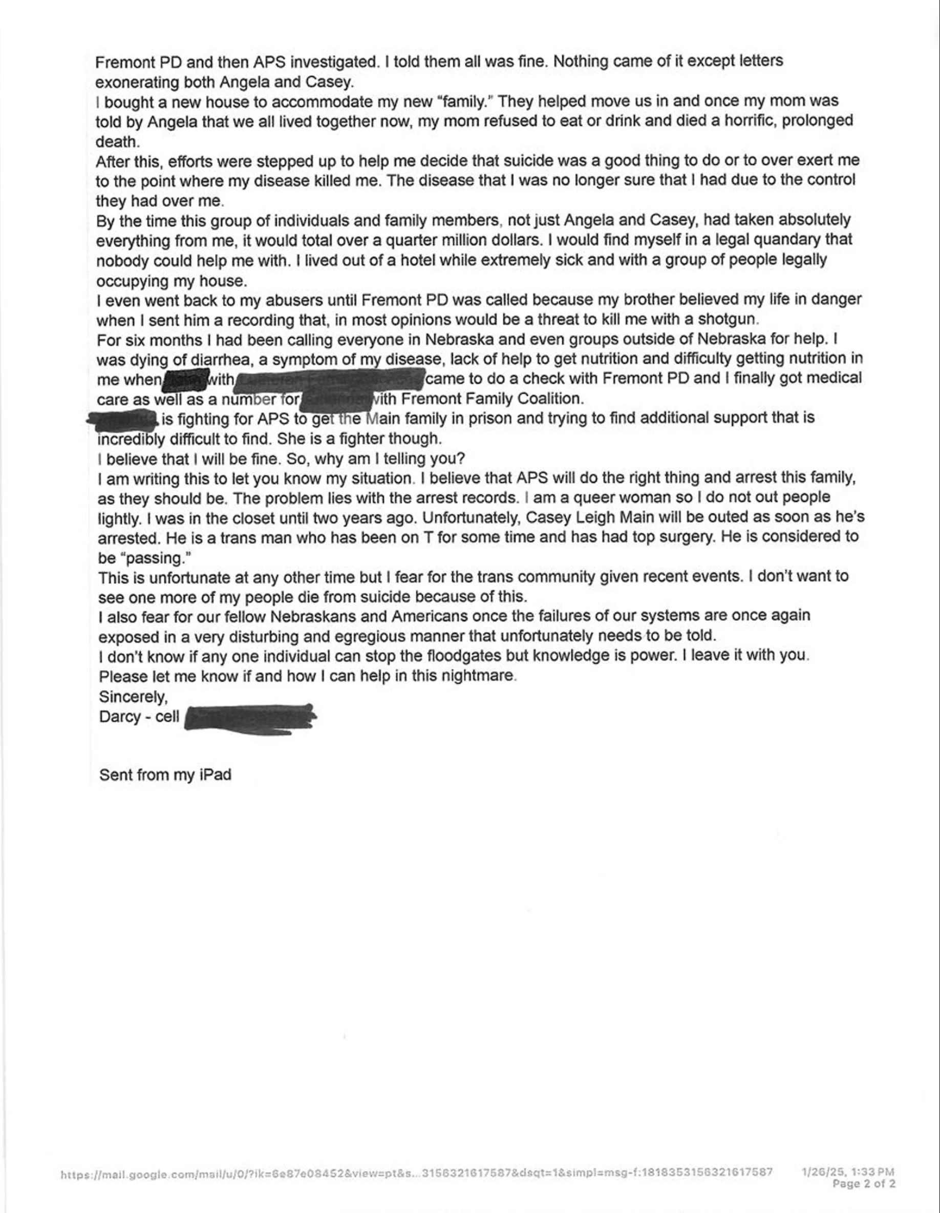 Email to Nebraska State Senator Lynne Walz and Response - Page 2