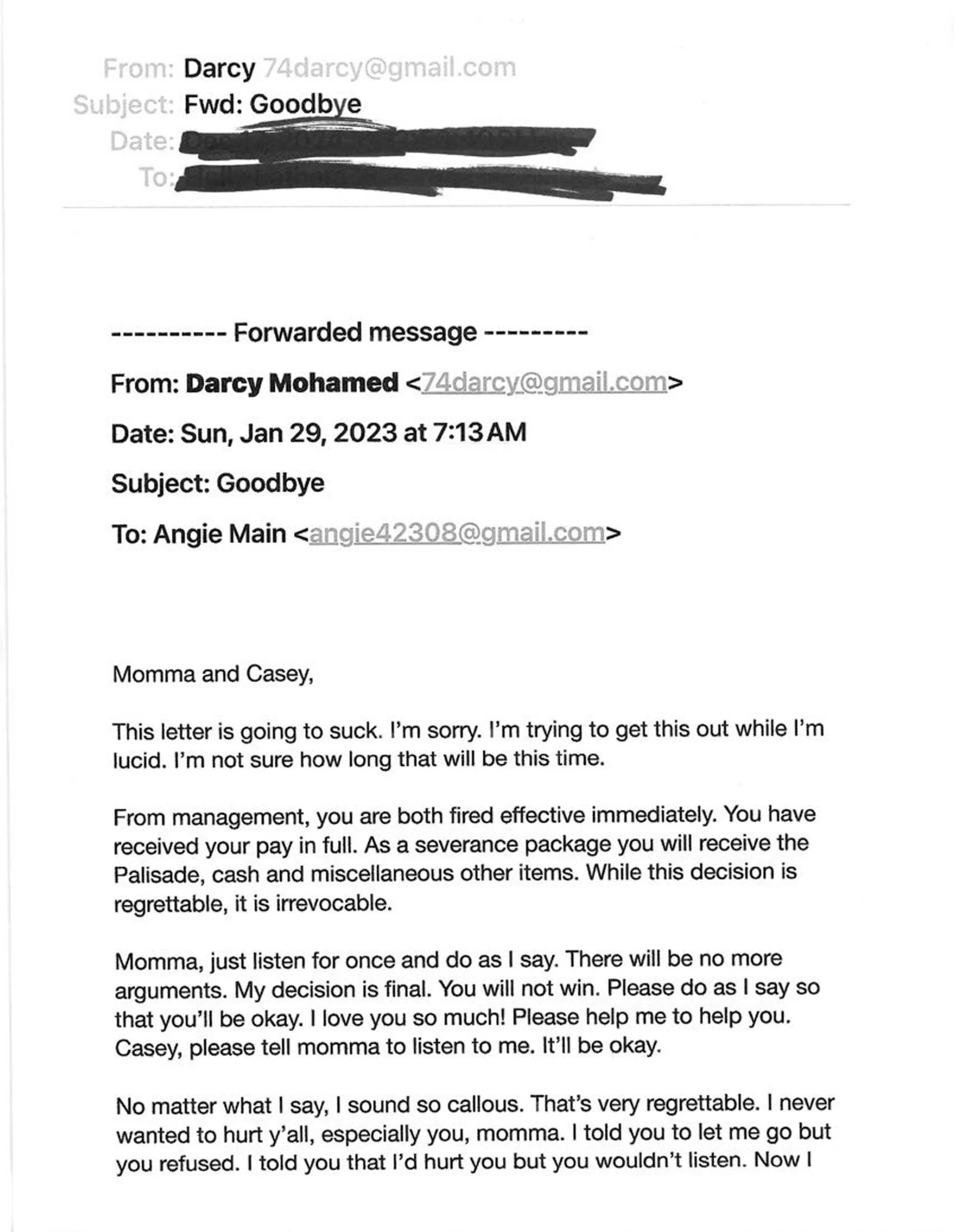 Suicide Email - Page 1