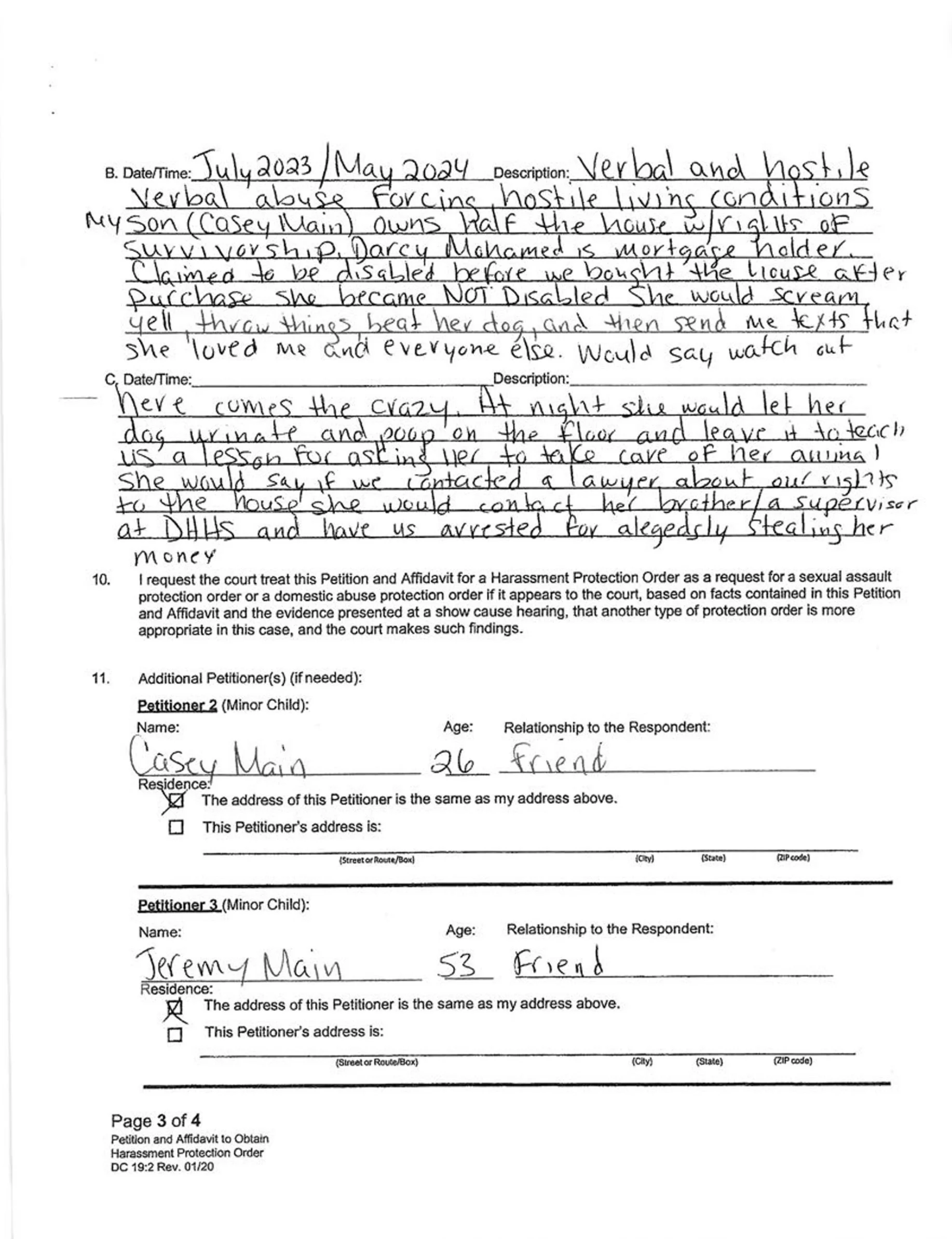 Harassment Protection Order - Page 3