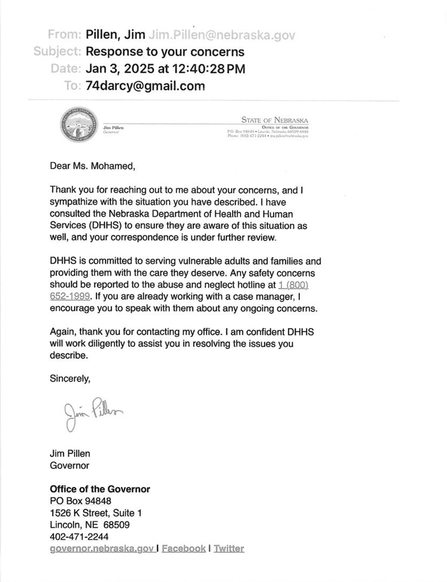 Email to Nebraska Governor Jim Pillen and Response - Page 4