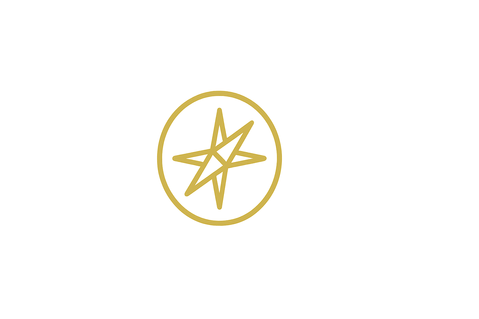 Black background with a gold circle and a stylized star inside.