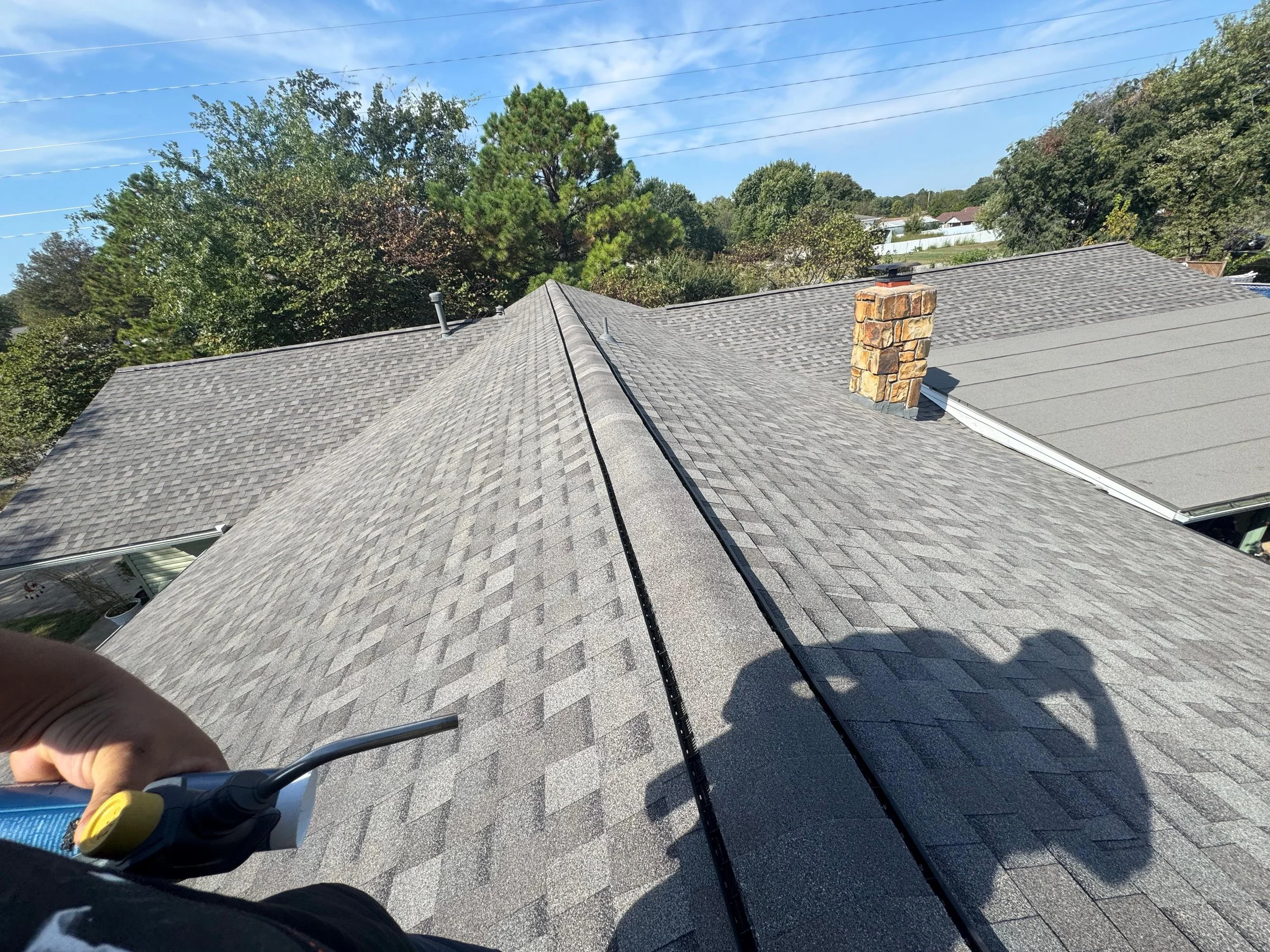 Roof shingles completed