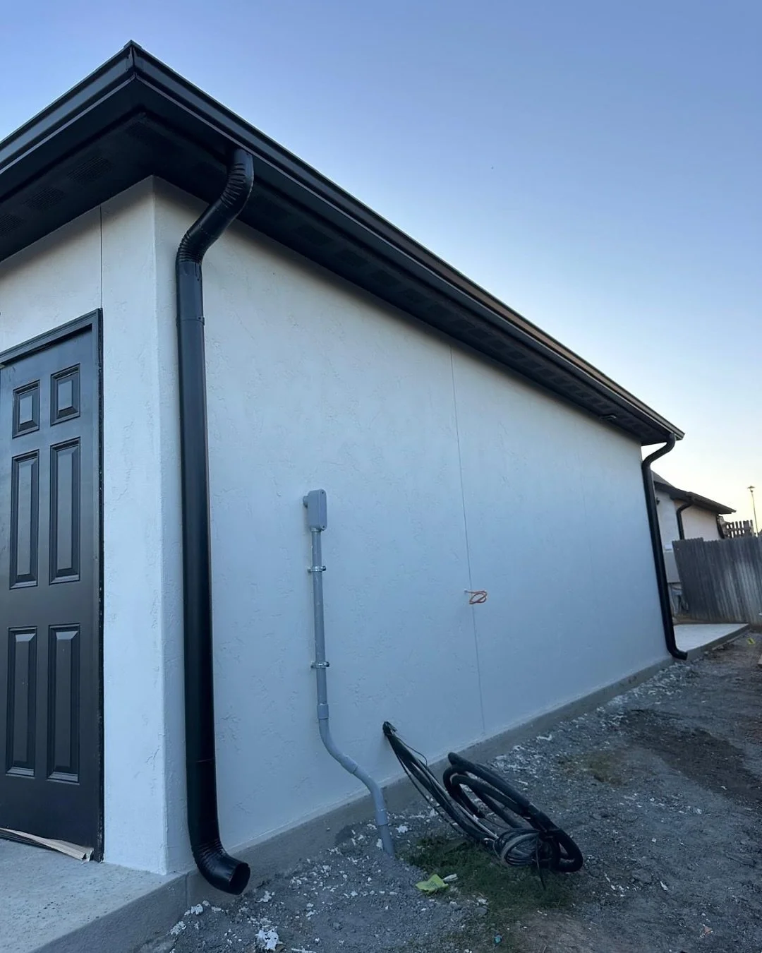 Gutters on side of new build house
