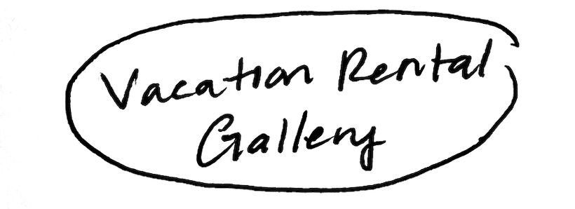 Handwritten sign reading 'Vacation Rental Gallery' enclosed in an irregular oval outline.