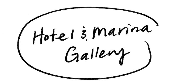 Handwritten note inside an oval that reads "Hotel & Marina Gallery".