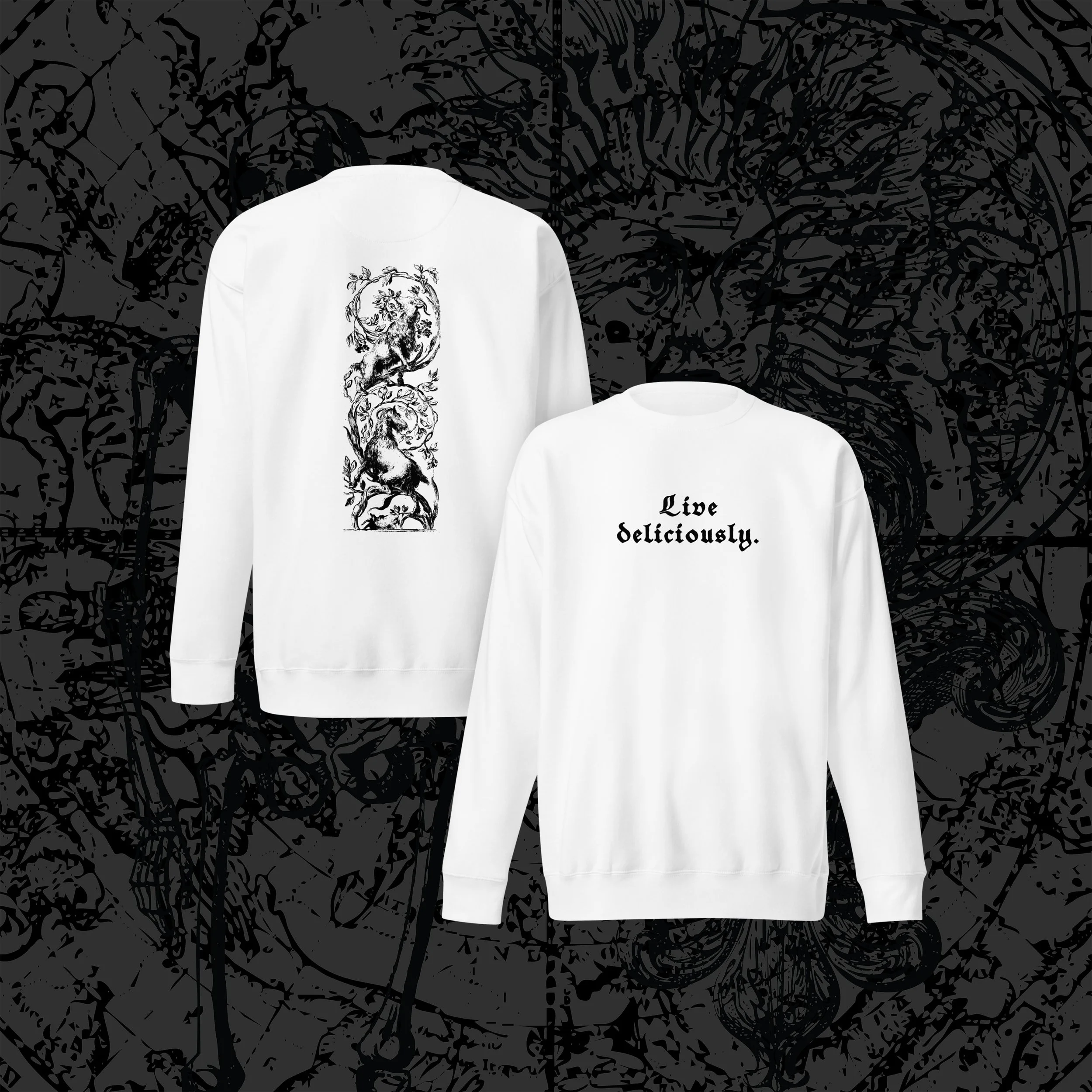 Live Deliciously Unisex Sweatshirt - White