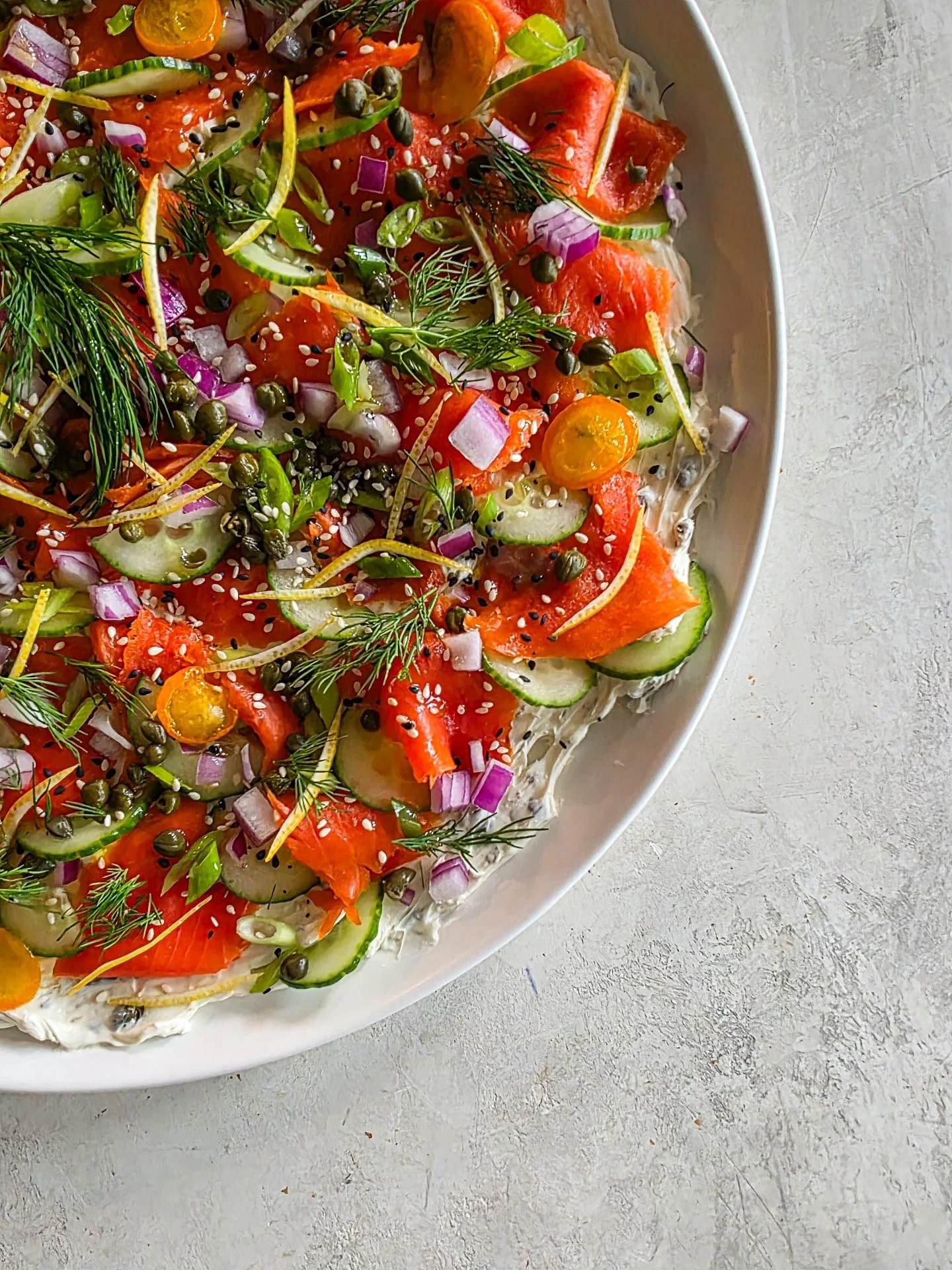 Smoked salmon platter.  On our catering menu.  Made to share.