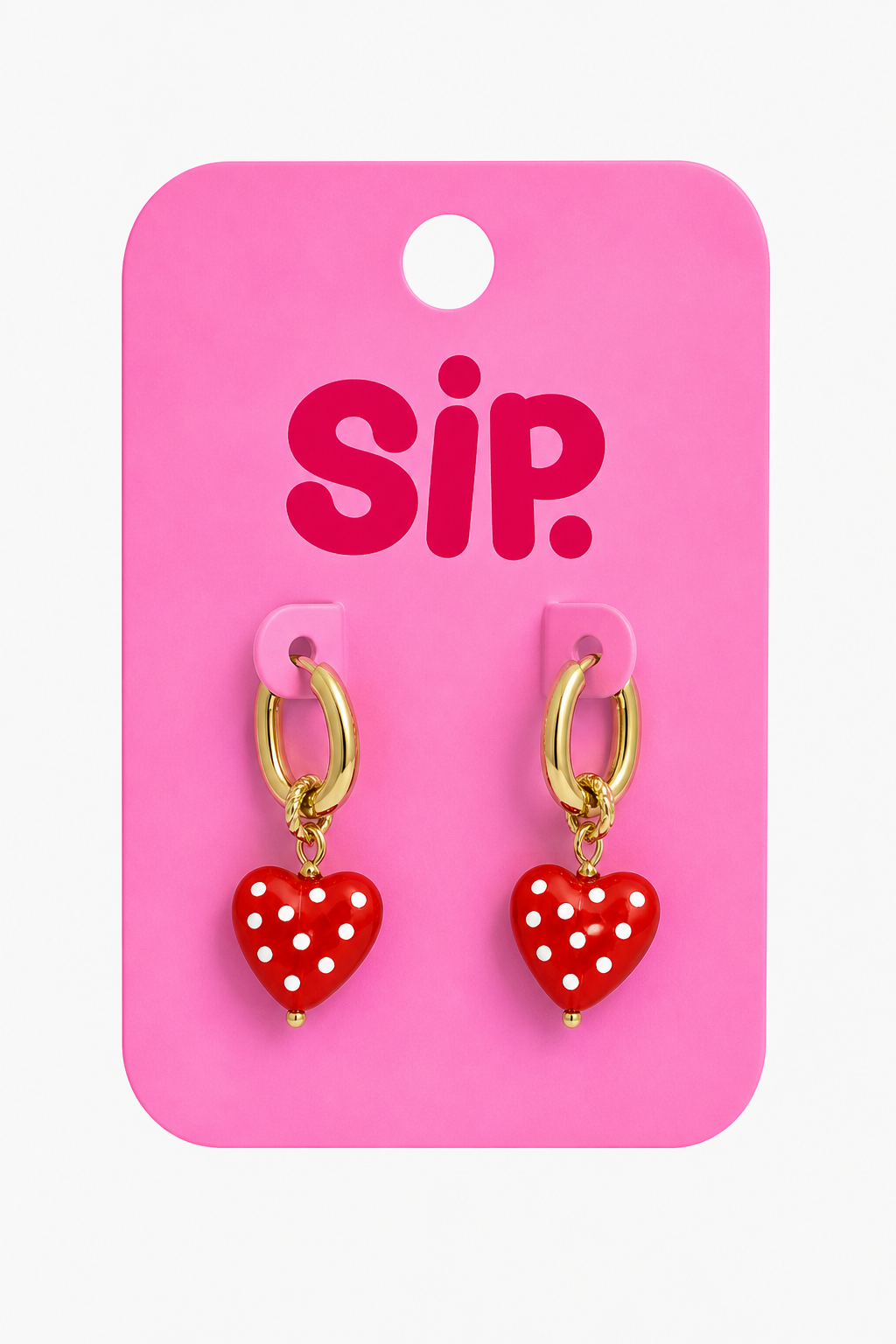 Polka Heart Drop Earrings