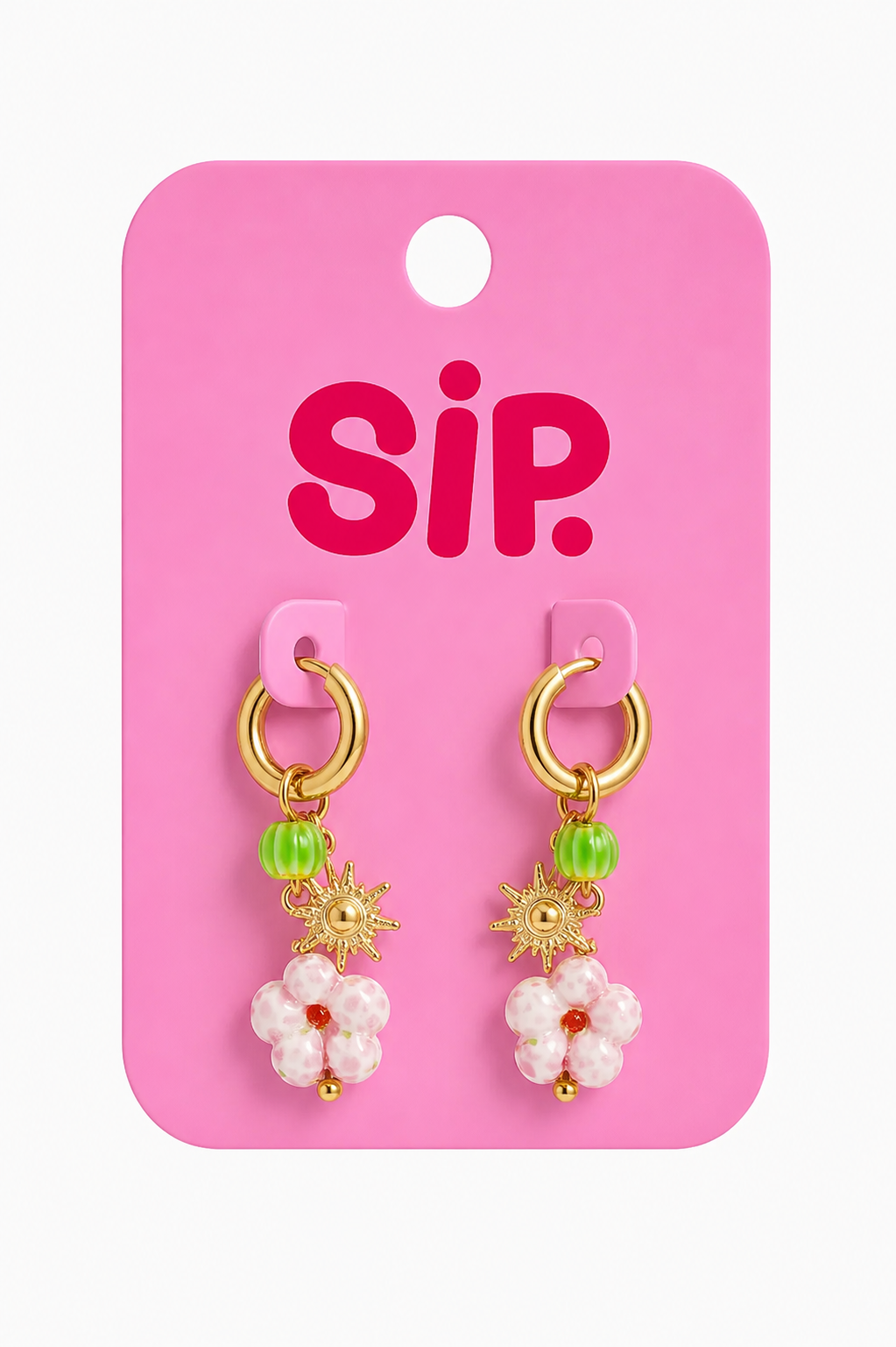 Sun Charm Beaded Hoops