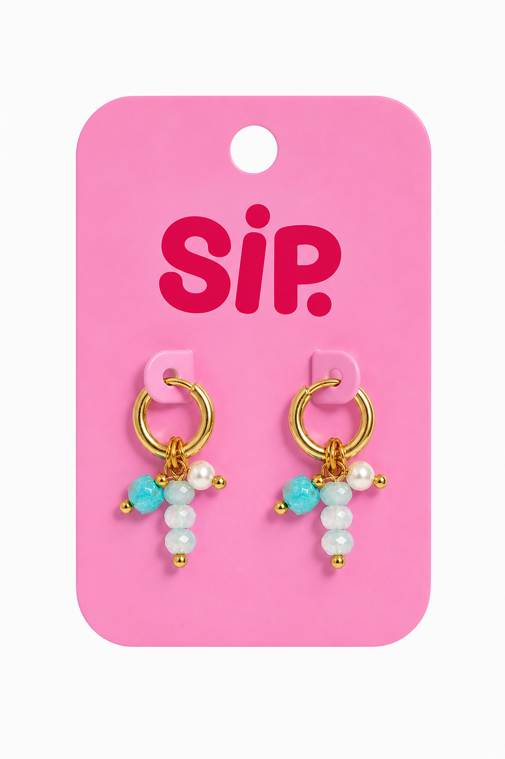 Beaded Drop Hoops Blue
