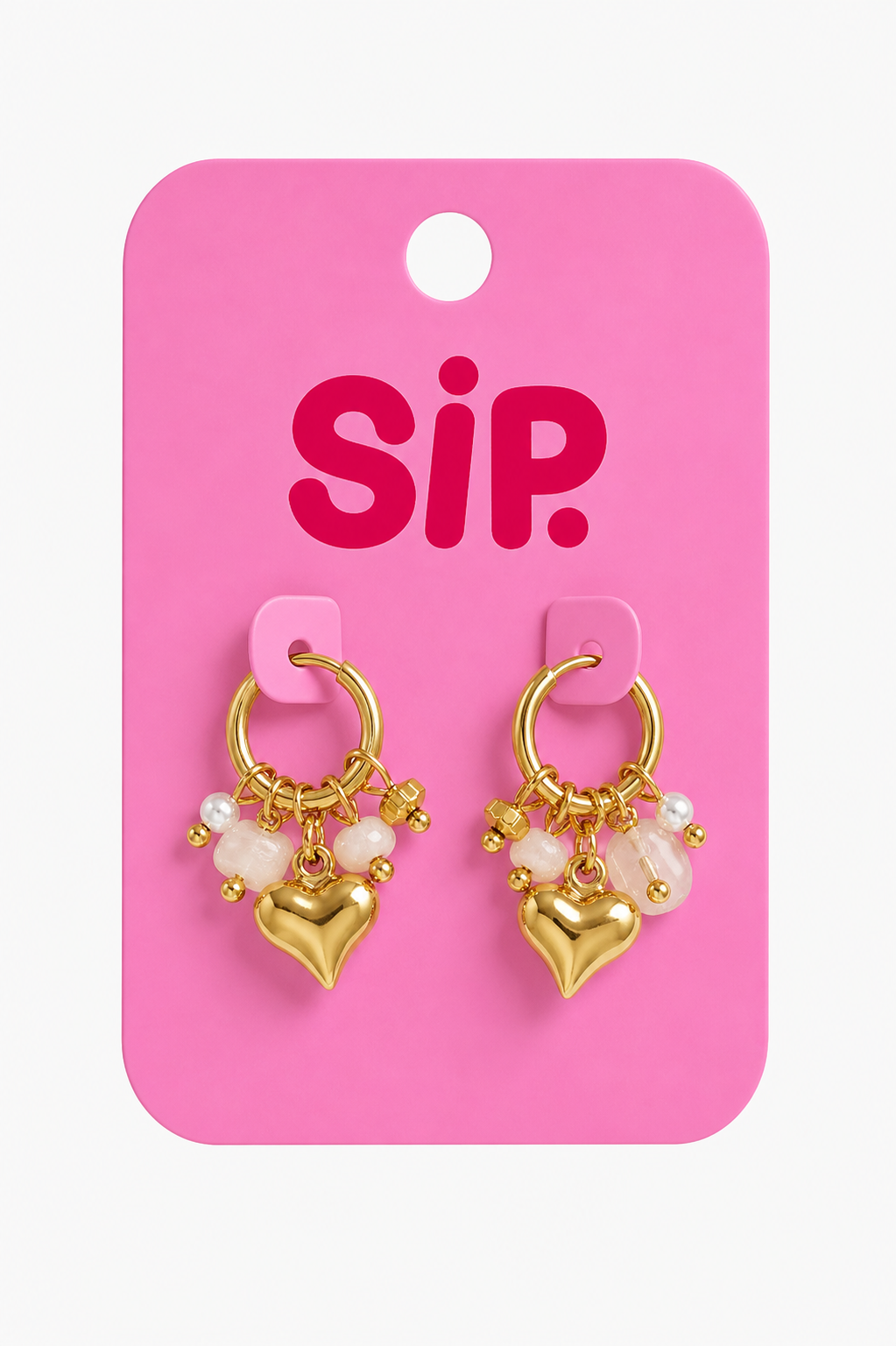 Heart Drop Charm Hoops