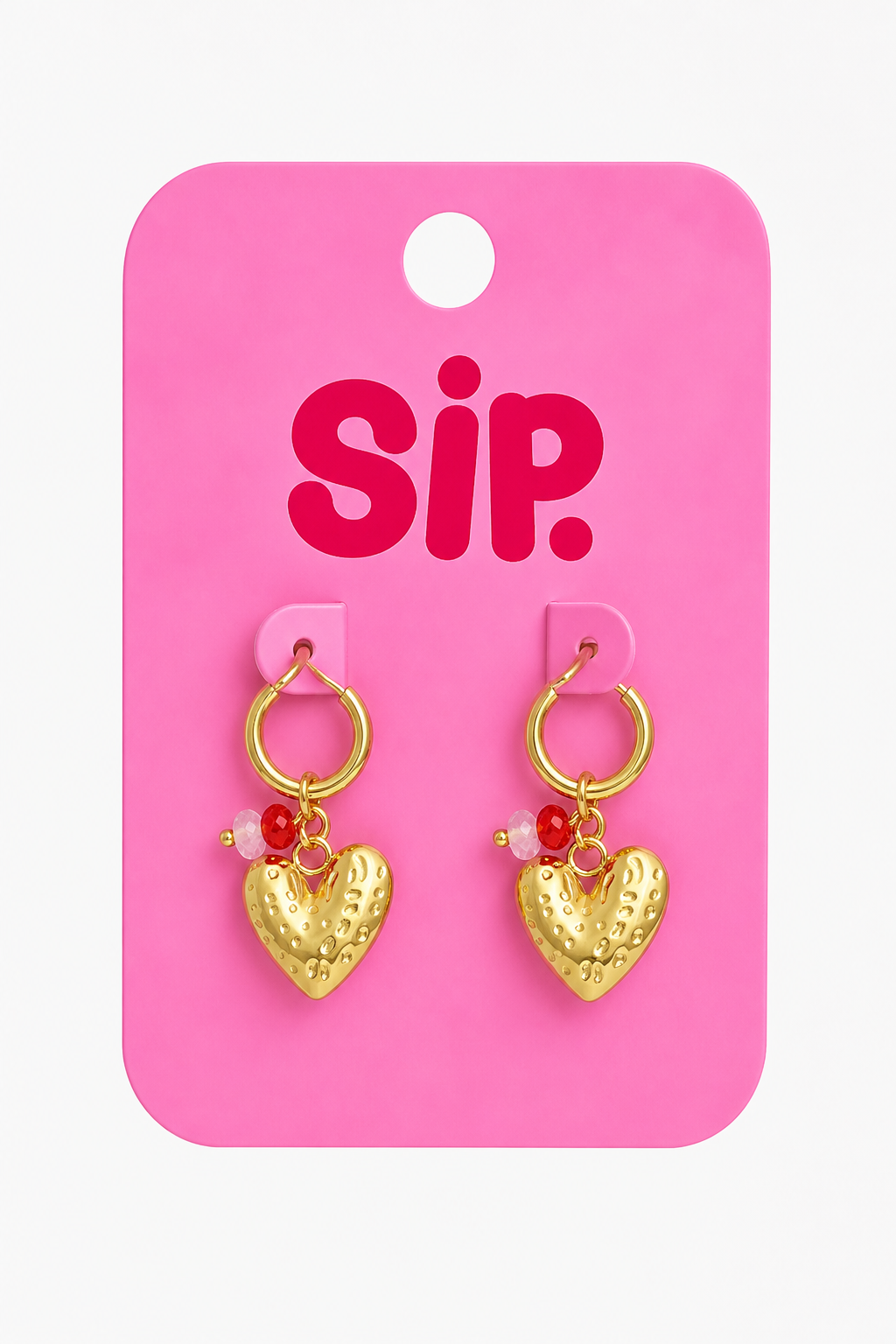 Heart Beaded Hoops