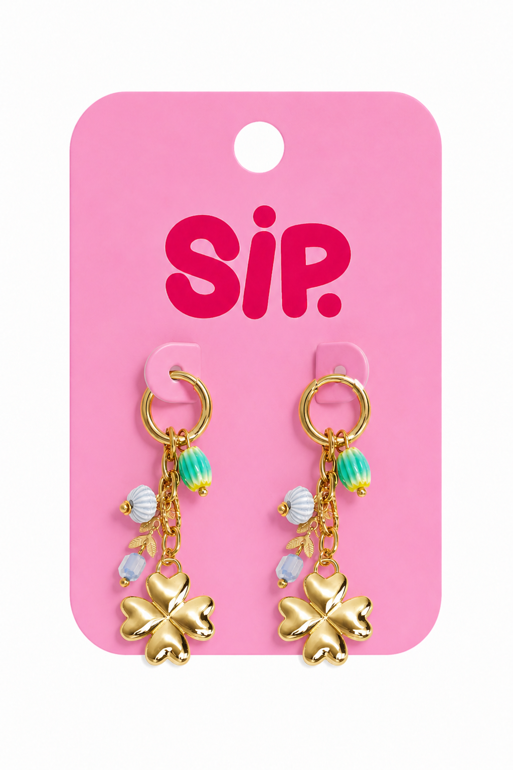 Lucky Clover Drop Earrings Blue