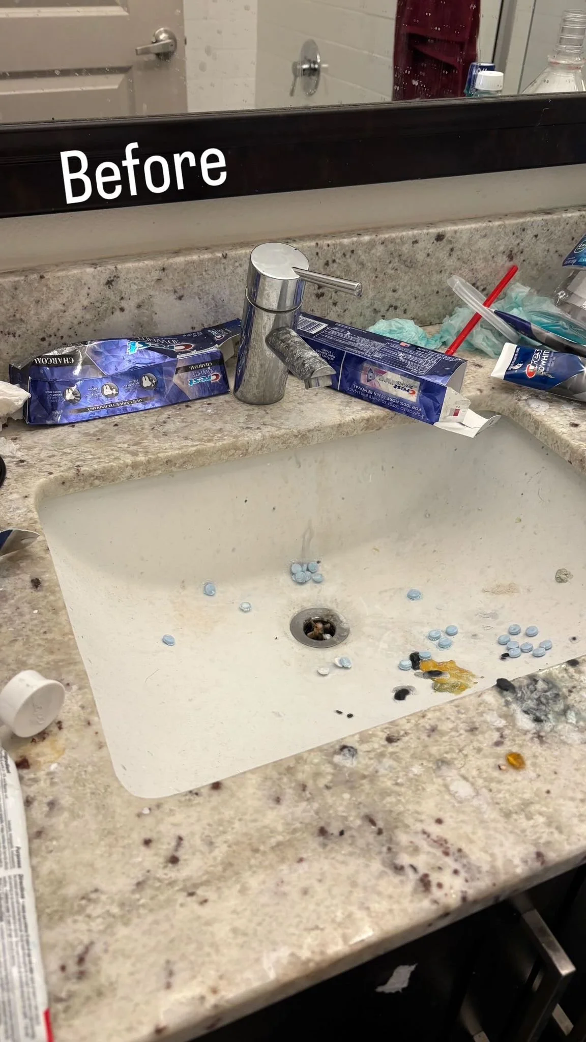 Bathroom sink before deep cleaning